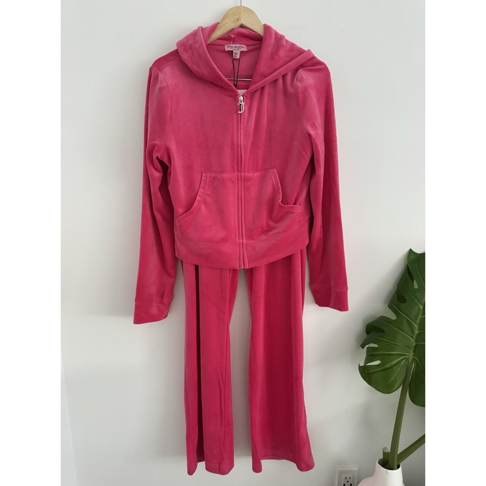 Juicy Couture‎ L, XL Velour Vixen Pink Bling Cropped Low Rise Tracksuit NWT - Picture 13 of 13